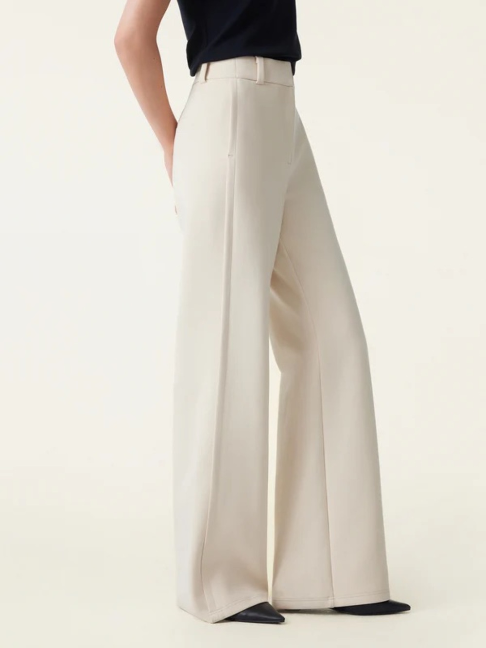 OGL Cream Wide Leg Trousers Large